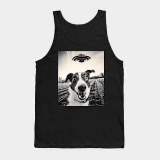 Funny Alien UFO Dog Selfie Tank Top